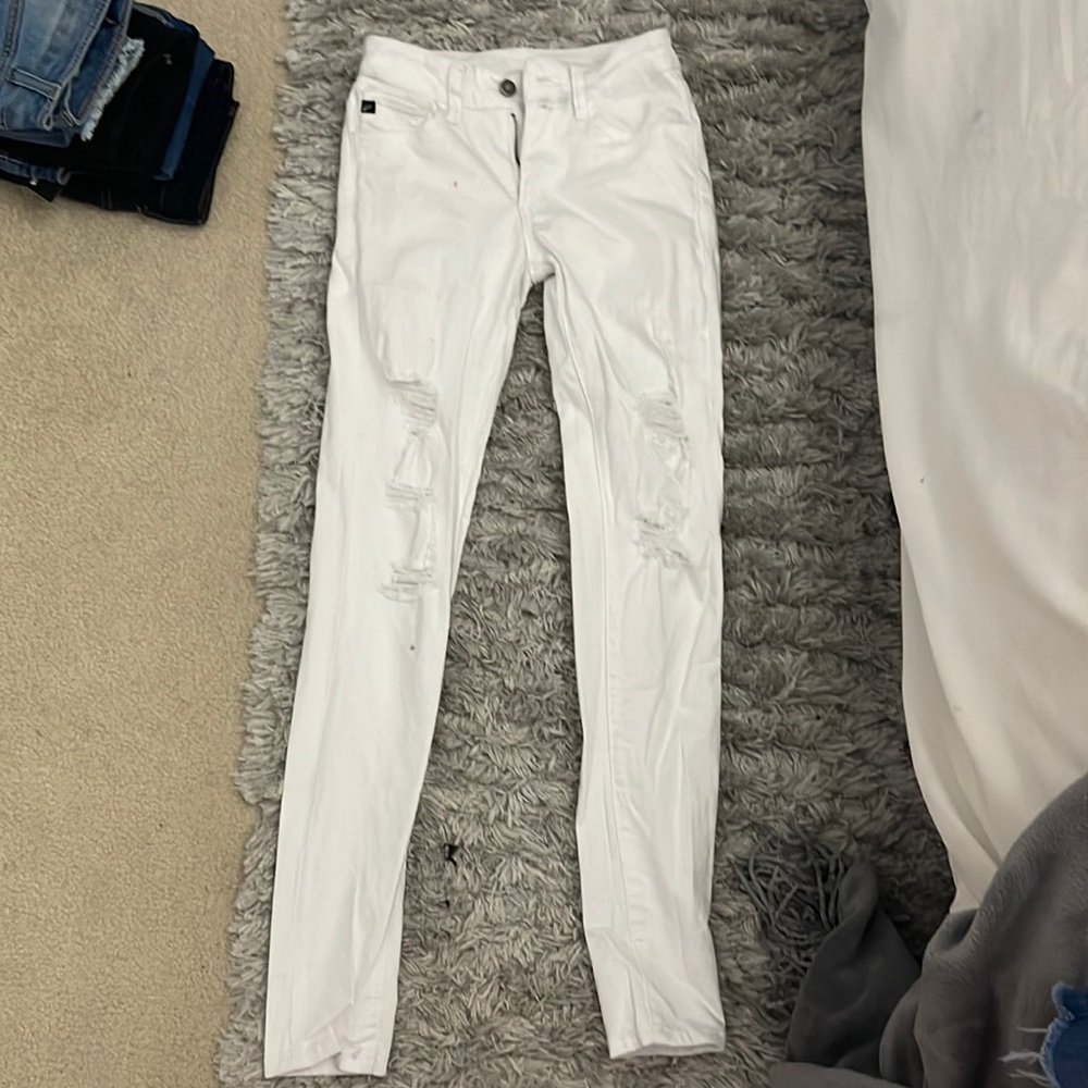 Distressed White Denim